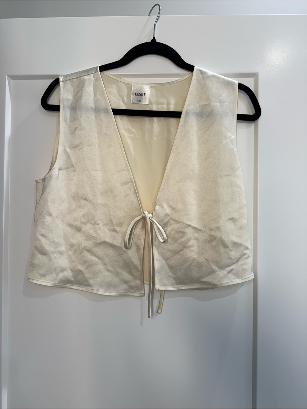 LESET Barb Satin Tie Top size small